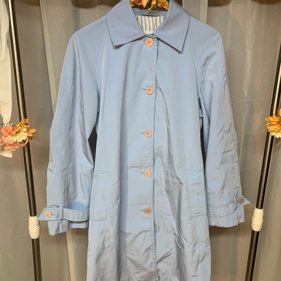 Liz Claiborne mid-length spring blue trench coat - Picture 2 of 9